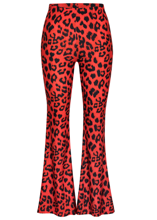Red Leopard Animal Print Flare Pants Bell Bottoms - Concordia Style Boutique