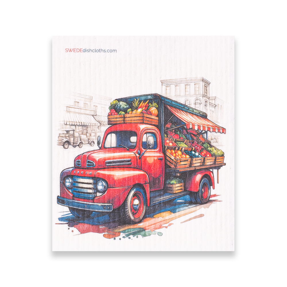 Eco-Friendly Swedish Dishcloths - Mixed Produce Trucks Set of 3 (Paper Towel Replacements, One of Each Design) - Concordia Style Boutique