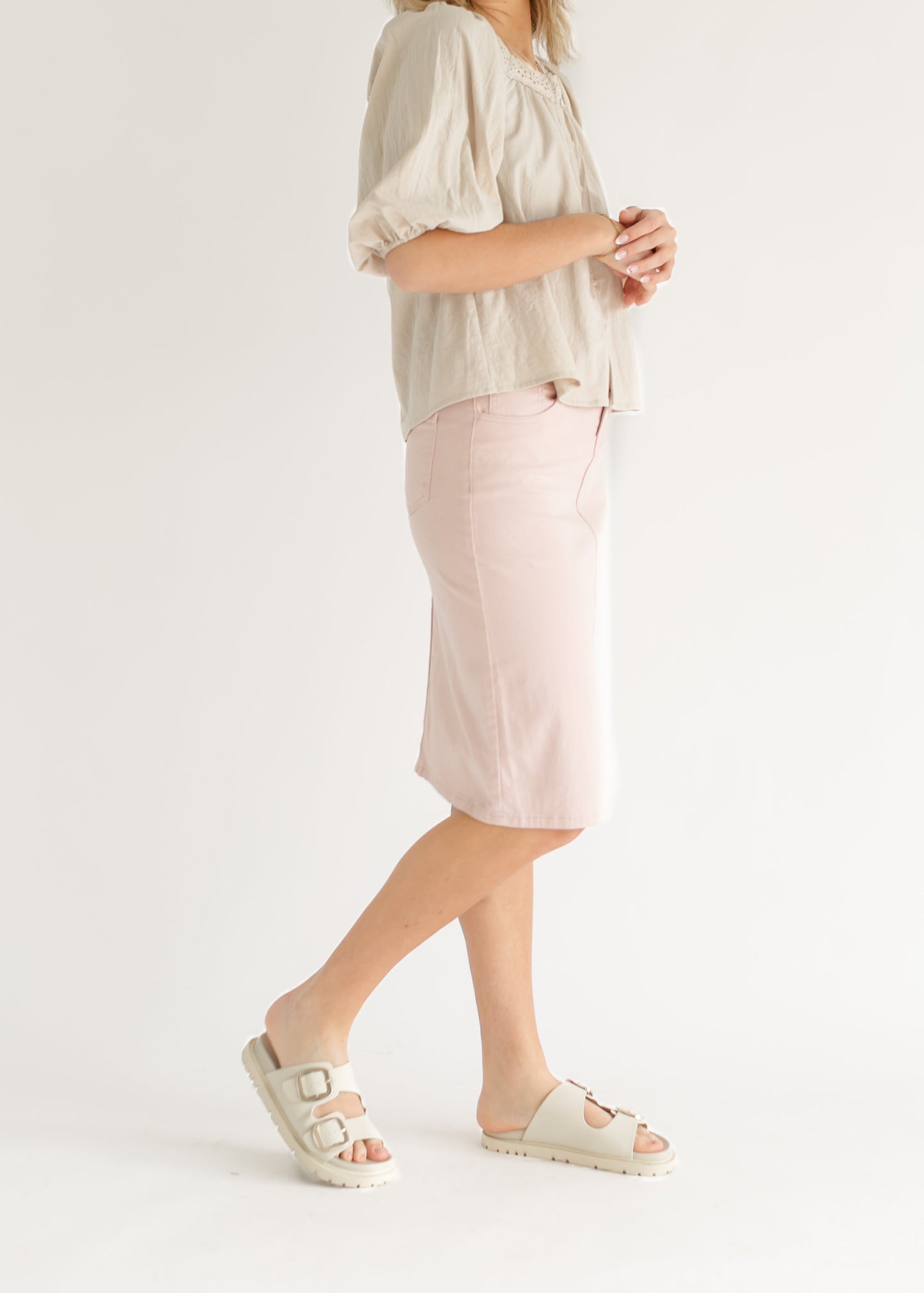 Remi Rose Denim Midi Skirt - Concordia Style Boutique