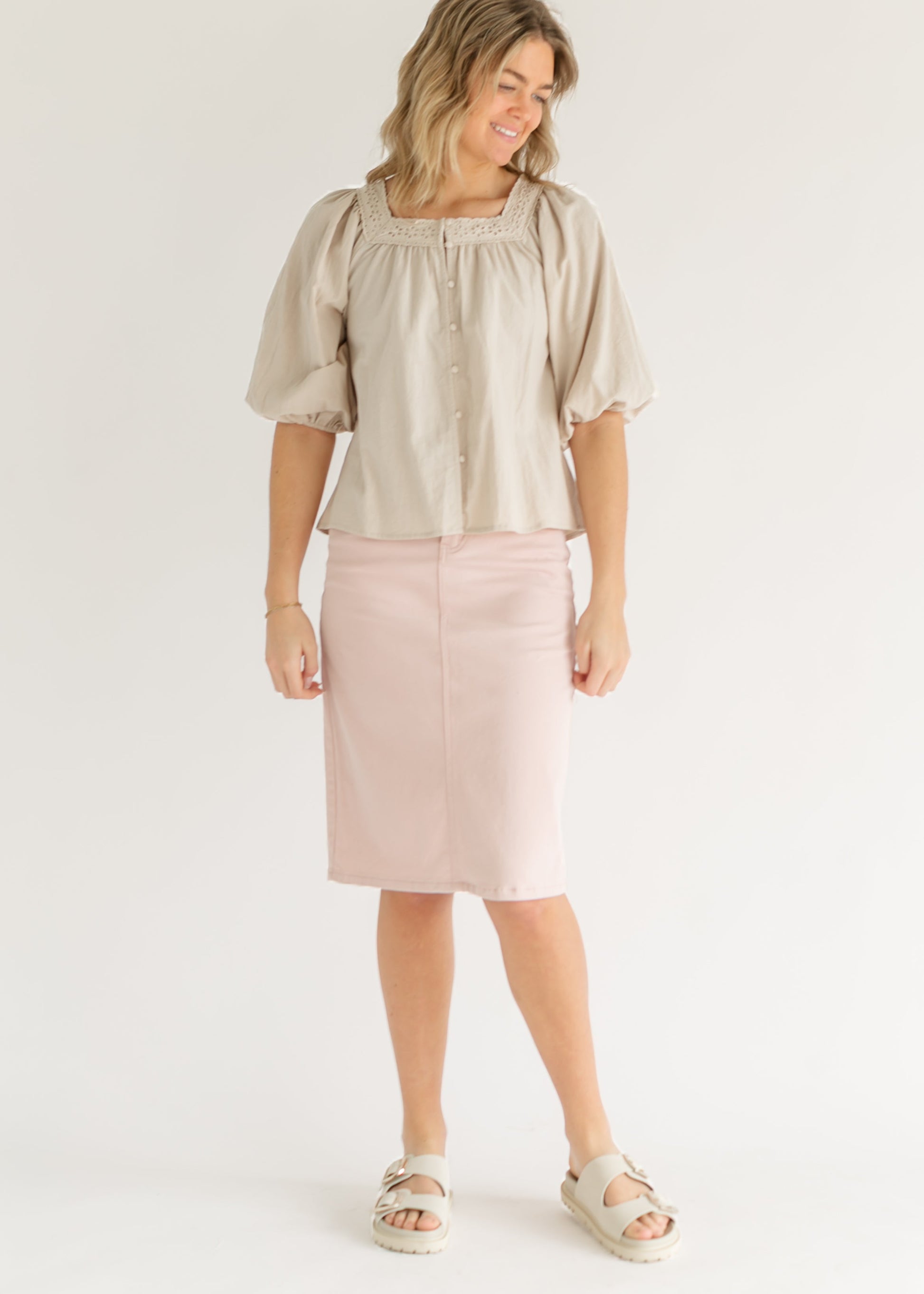 Remi Rose Denim Midi Skirt - Concordia Style Boutique