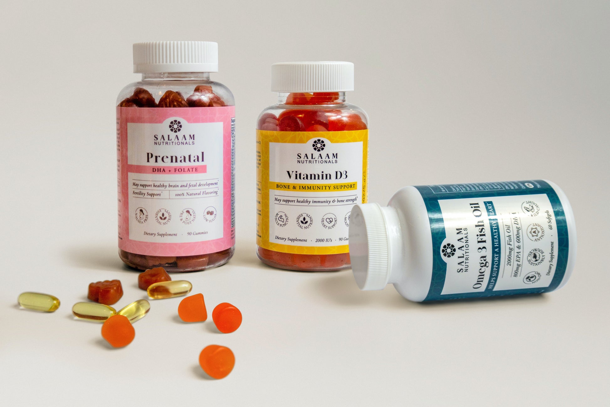 Halal Prenatal Bundle: Vitamin D3, Omega 3 Fish Oil & Prenatal Gummies (3 Bottles) - Concordia Style Boutique