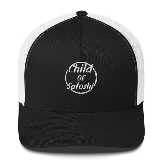 Child of Satoshi (White Embroidery) Bitcoin Trucker Hat - Concordia Style Boutique