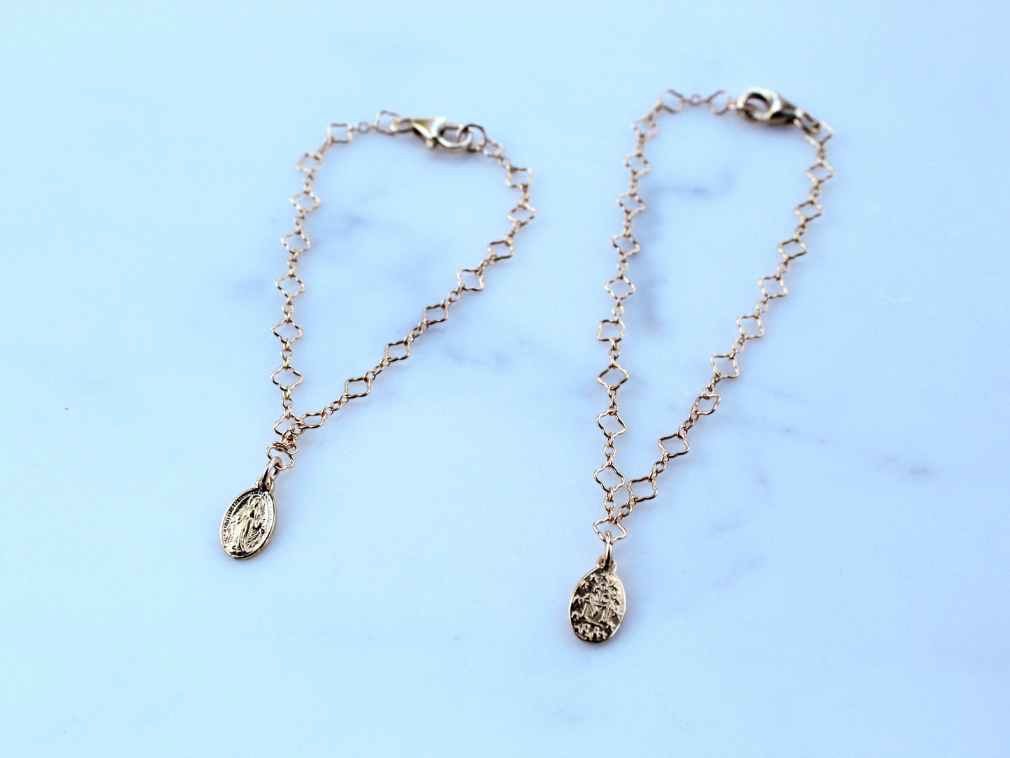 Miraculous Medal Floral Bracelet Set - Mommy and Me