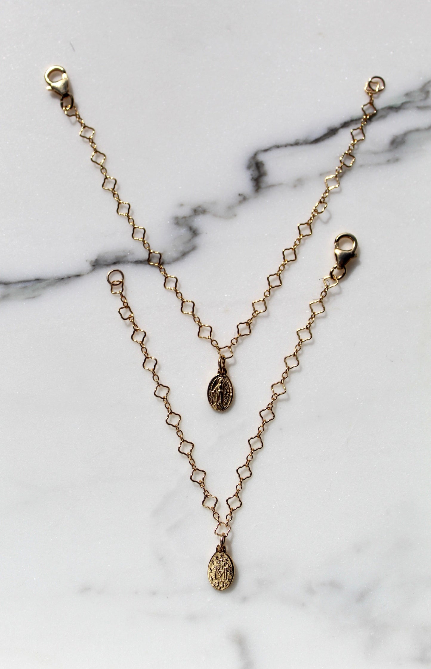 Miraculous Medal Floral Bracelet Set - Mommy and Me