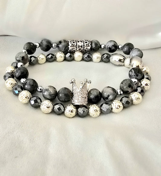 The " Silver" Larvikite Crown Set