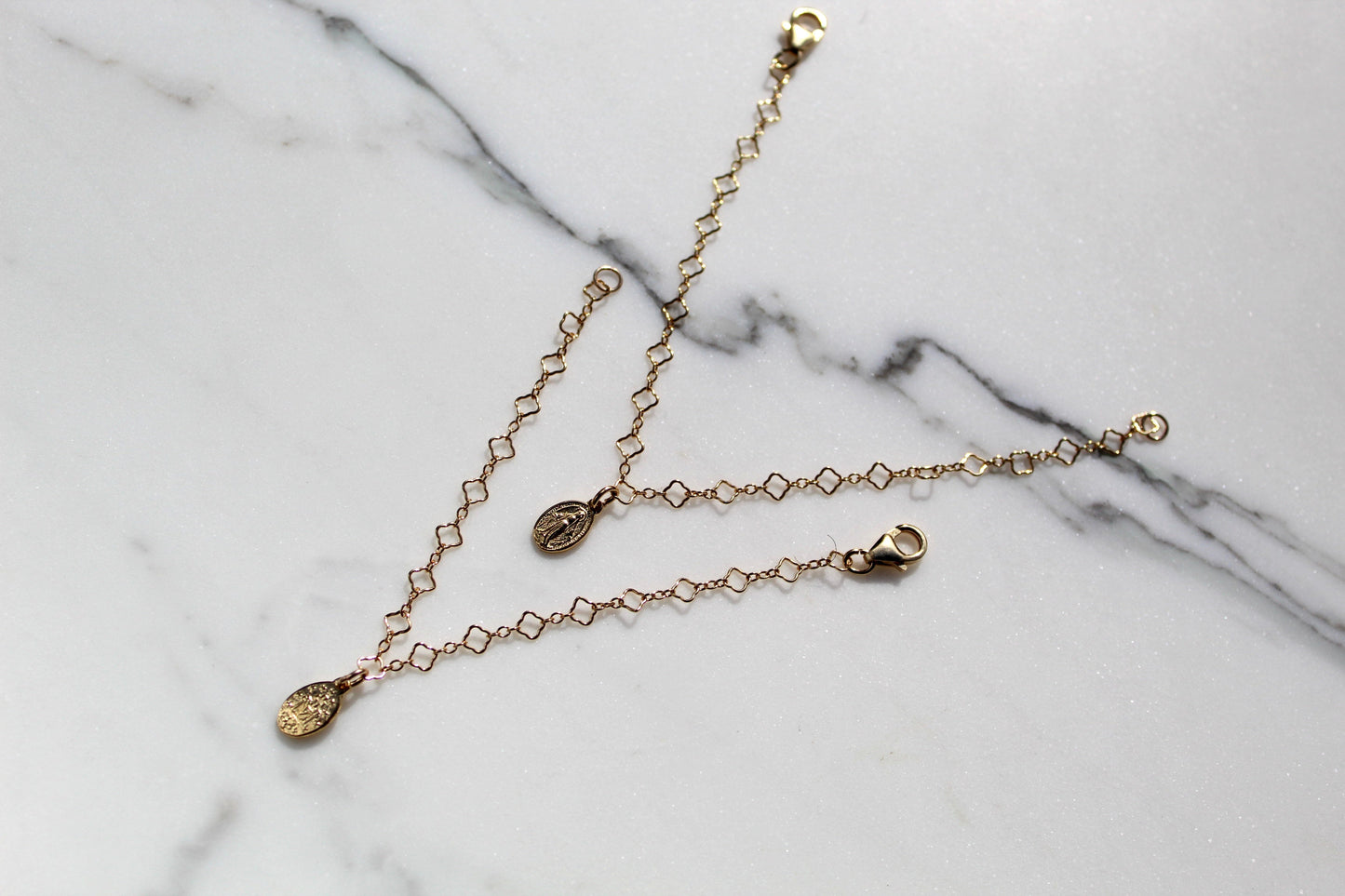 Miraculous Medal Floral Bracelet Set - Mommy and Me