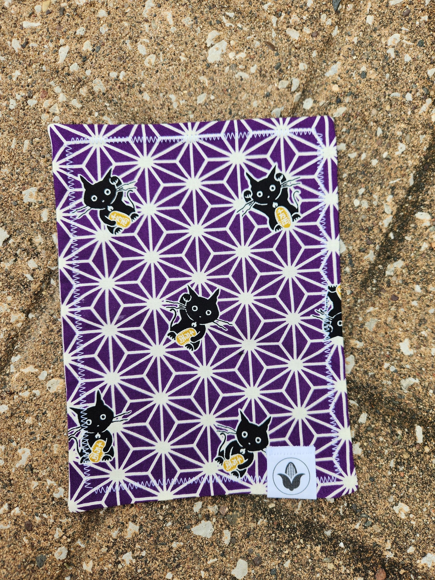 Asanoha Lucky Cats Purple Handkerchief