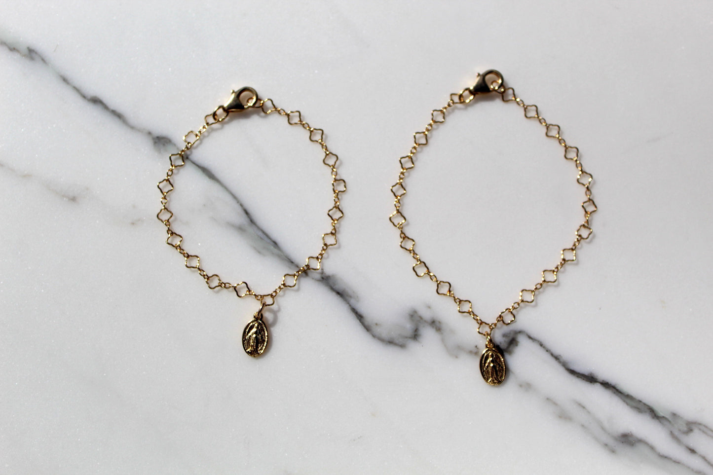 Miraculous Medal Floral Bracelet Set - Mommy and Me