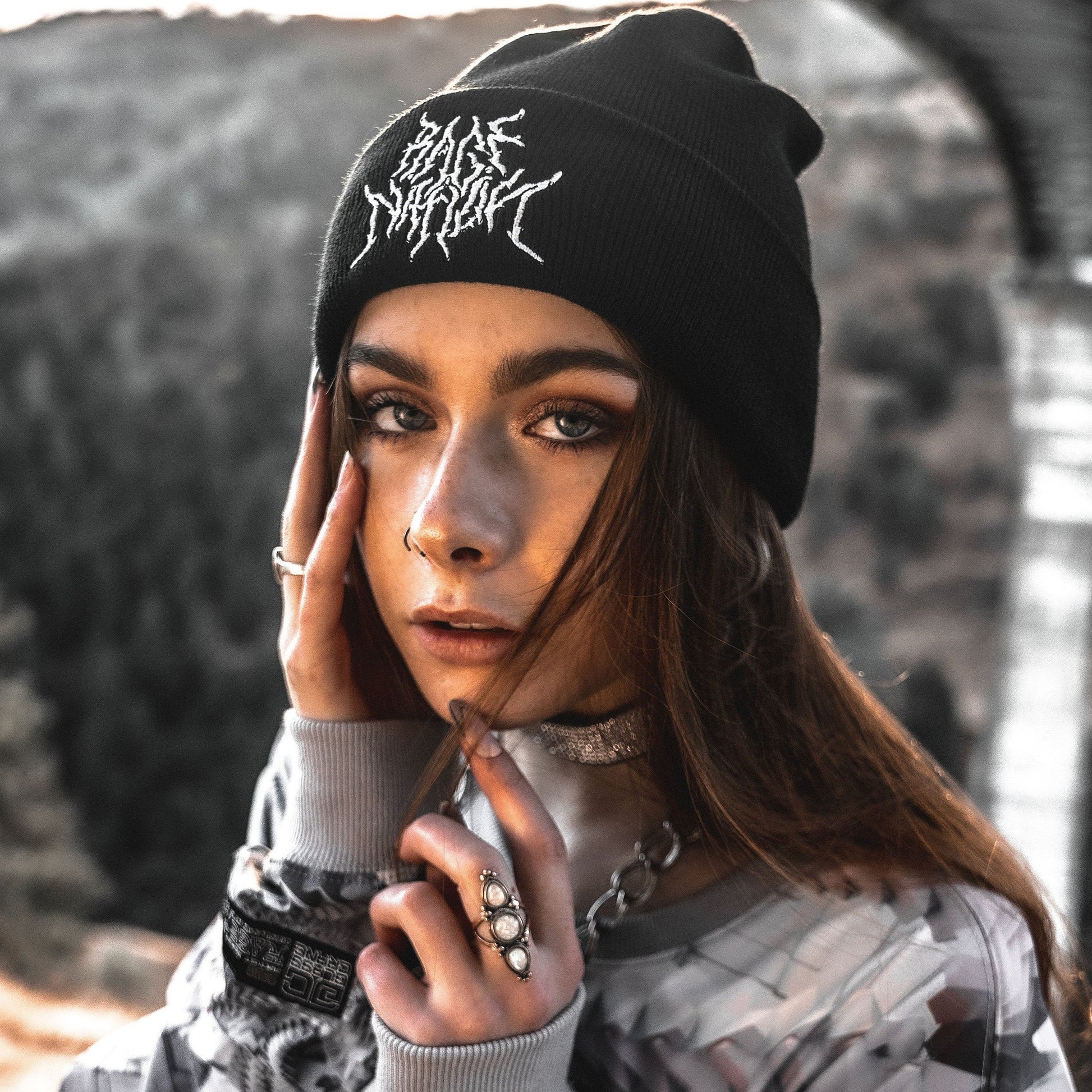 END THE HATE V1 • Metal Logo Knit Beanie - Concordia Style Boutique