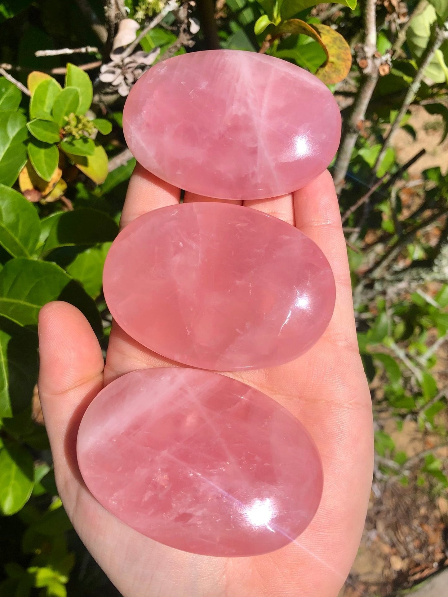 Rose Quartz Palm Stone – Deep Pink, Intuitive Pick