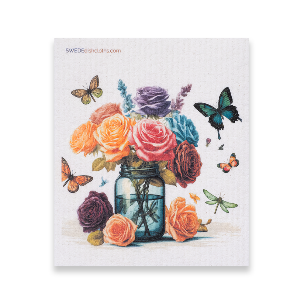 Eco-Friendly Swedish Dishcloths - Mixed Roses Set of 3 (Paper Towel Replacements, One of Each Design) - Concordia Style Boutique