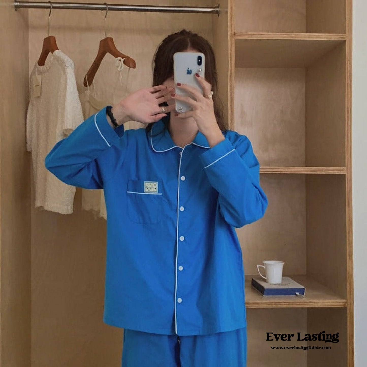 Royal Blue Long Sleeves and Pants Pajama Set