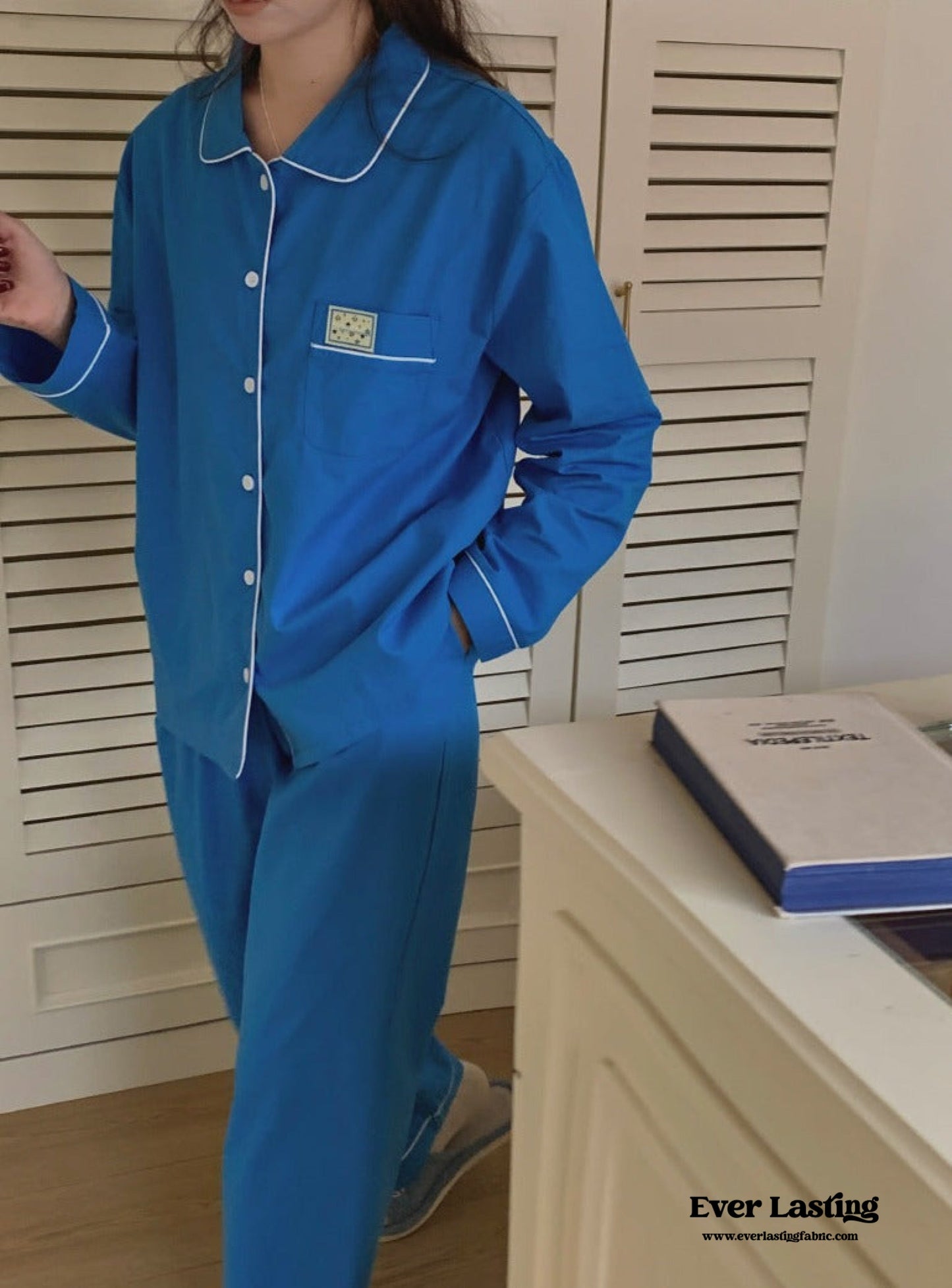 Royal Blue Long Sleeves and Pants Pajama Set