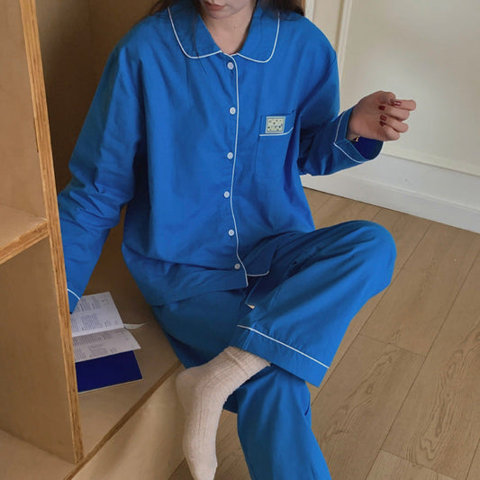 Royal Blue Long Sleeves and Pants Pajama Set