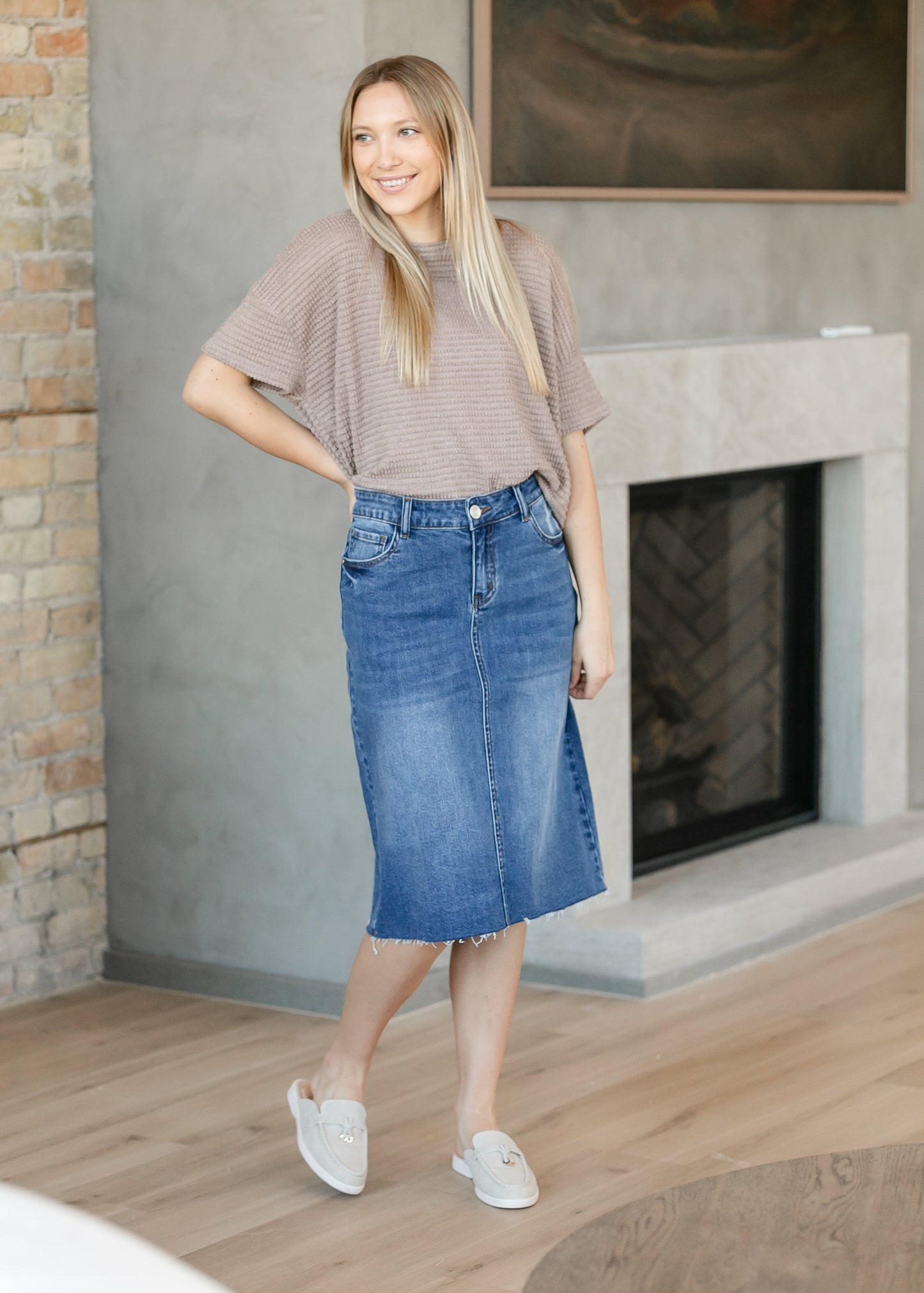 Rylin Raw Hem Midi Skirt - Concordia Style Boutique