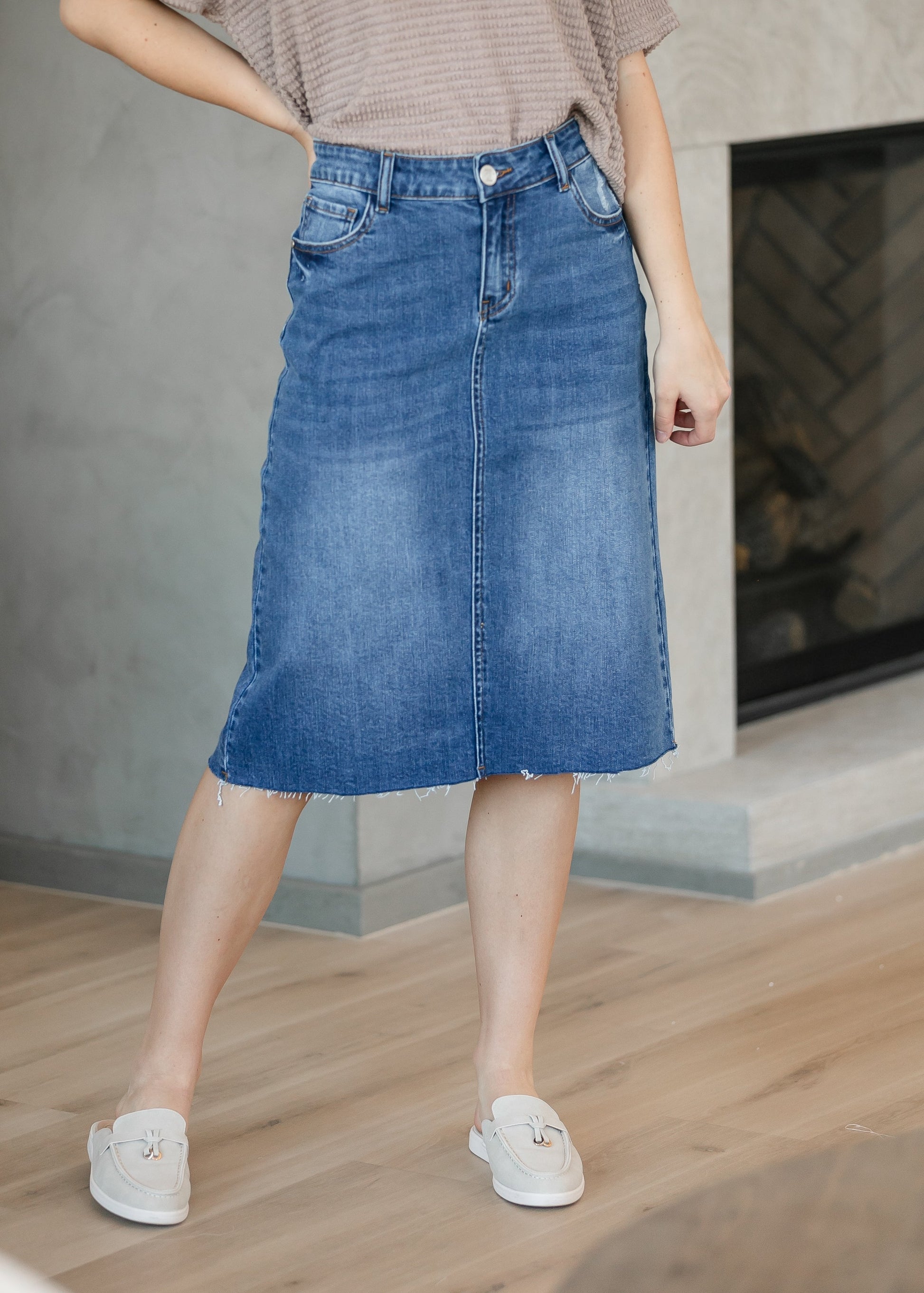 Rylin Raw Hem Midi Skirt - Concordia Style Boutique