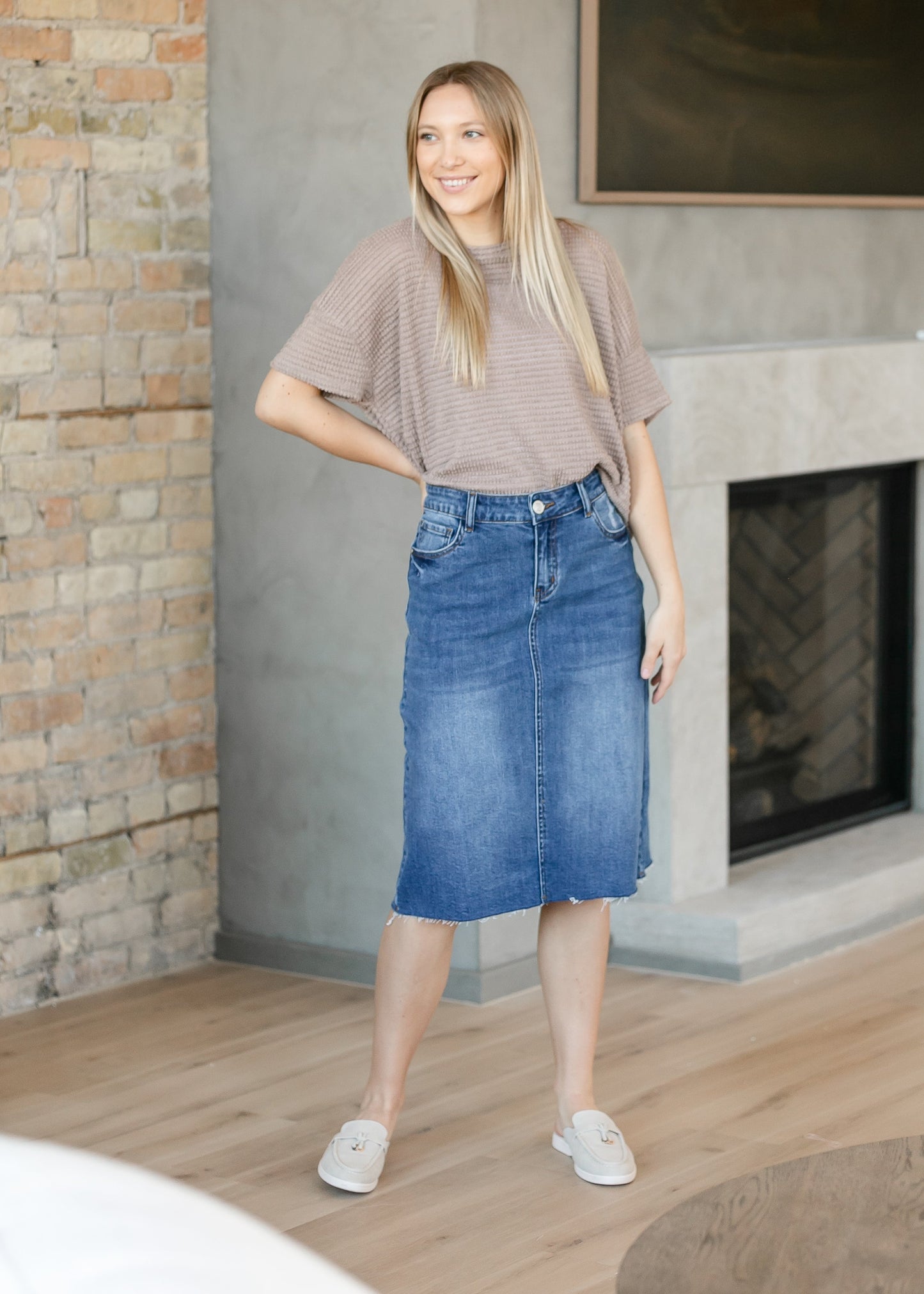 Rylin Raw Hem Midi Skirt - Concordia Style Boutique