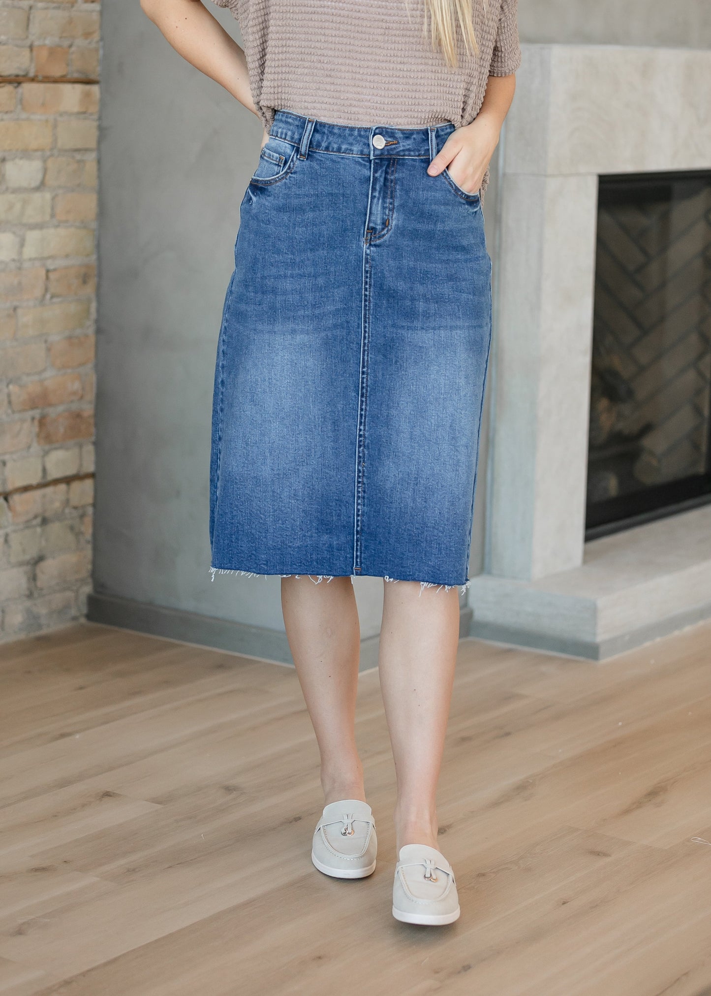 Rylin Raw Hem Midi Skirt - Concordia Style Boutique