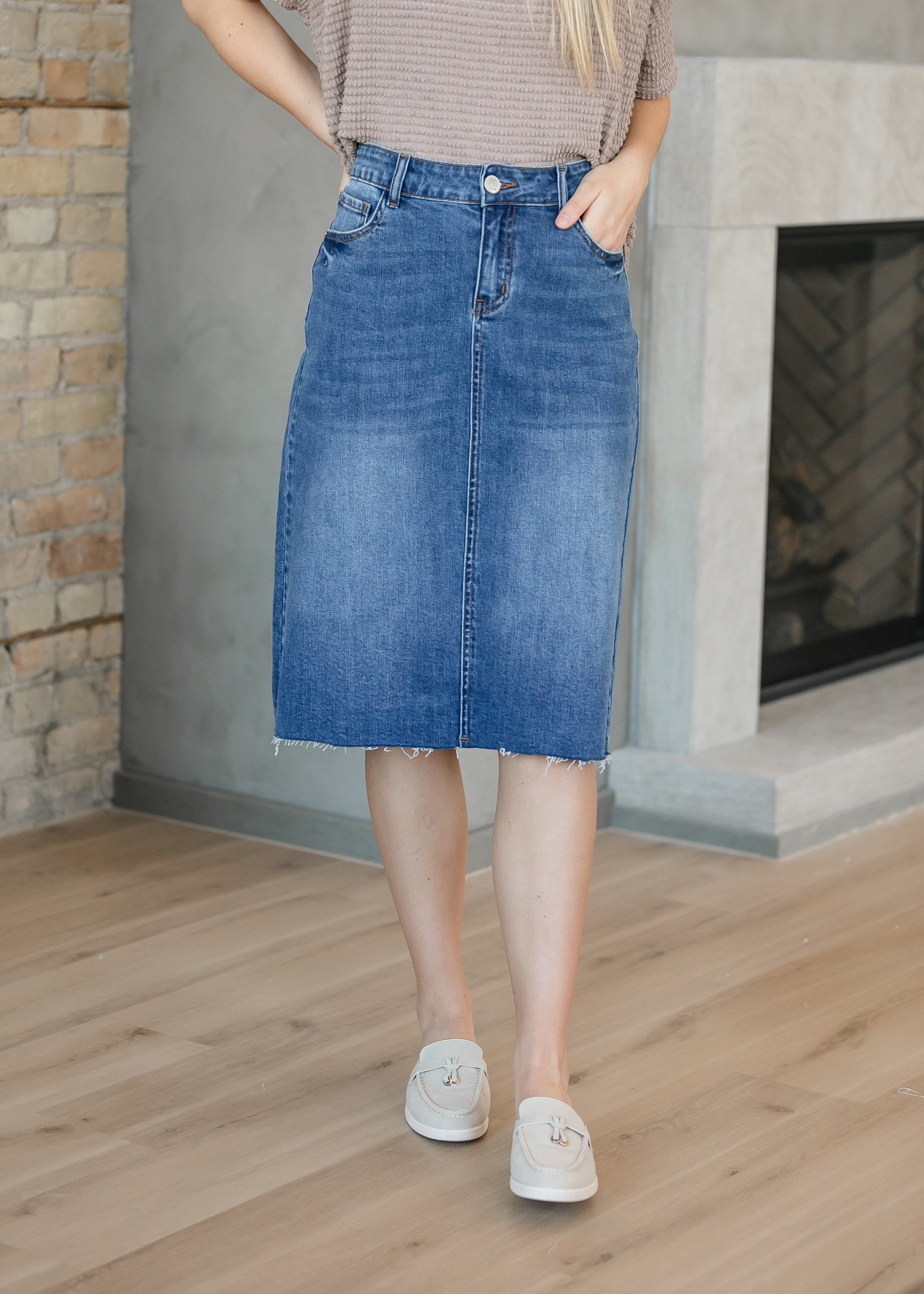 Rylin Raw Hem Midi Skirt - Concordia Style Boutique