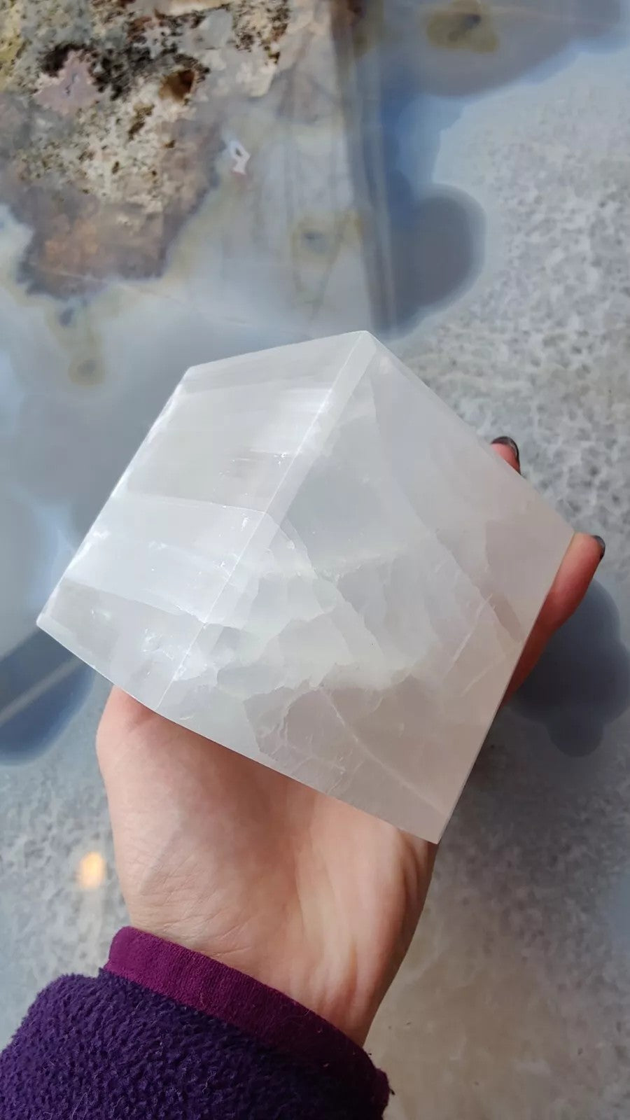 Selenite Standing Cube 10 cm