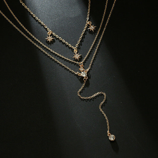 CRYSTAL STAR LAYERED NECKLACE - Concordia Style Boutique