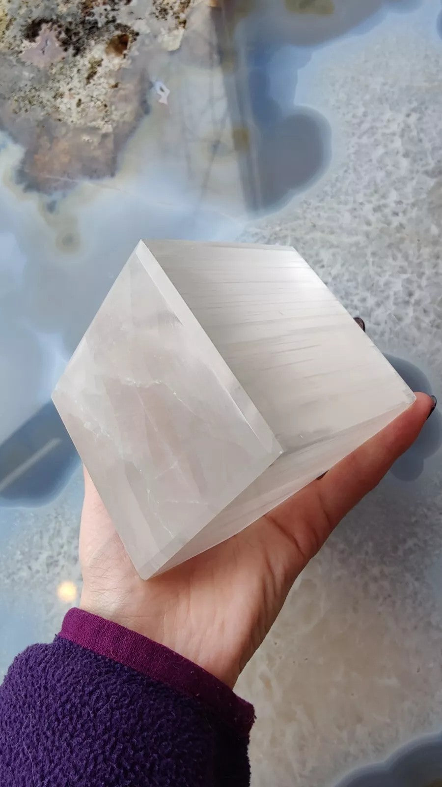 Selenite Standing Cube 10 cm