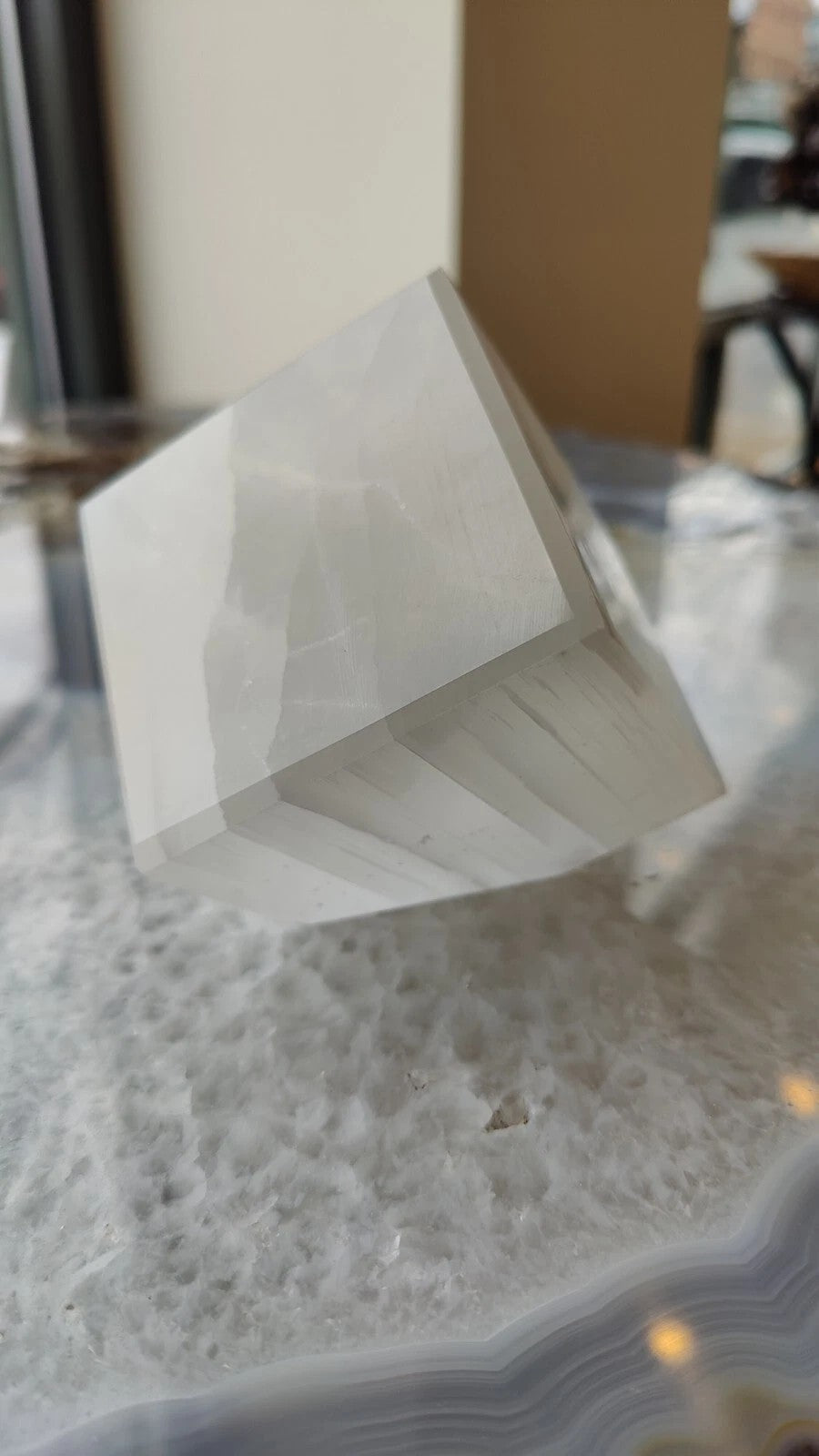 Selenite Standing Cube 10 cm