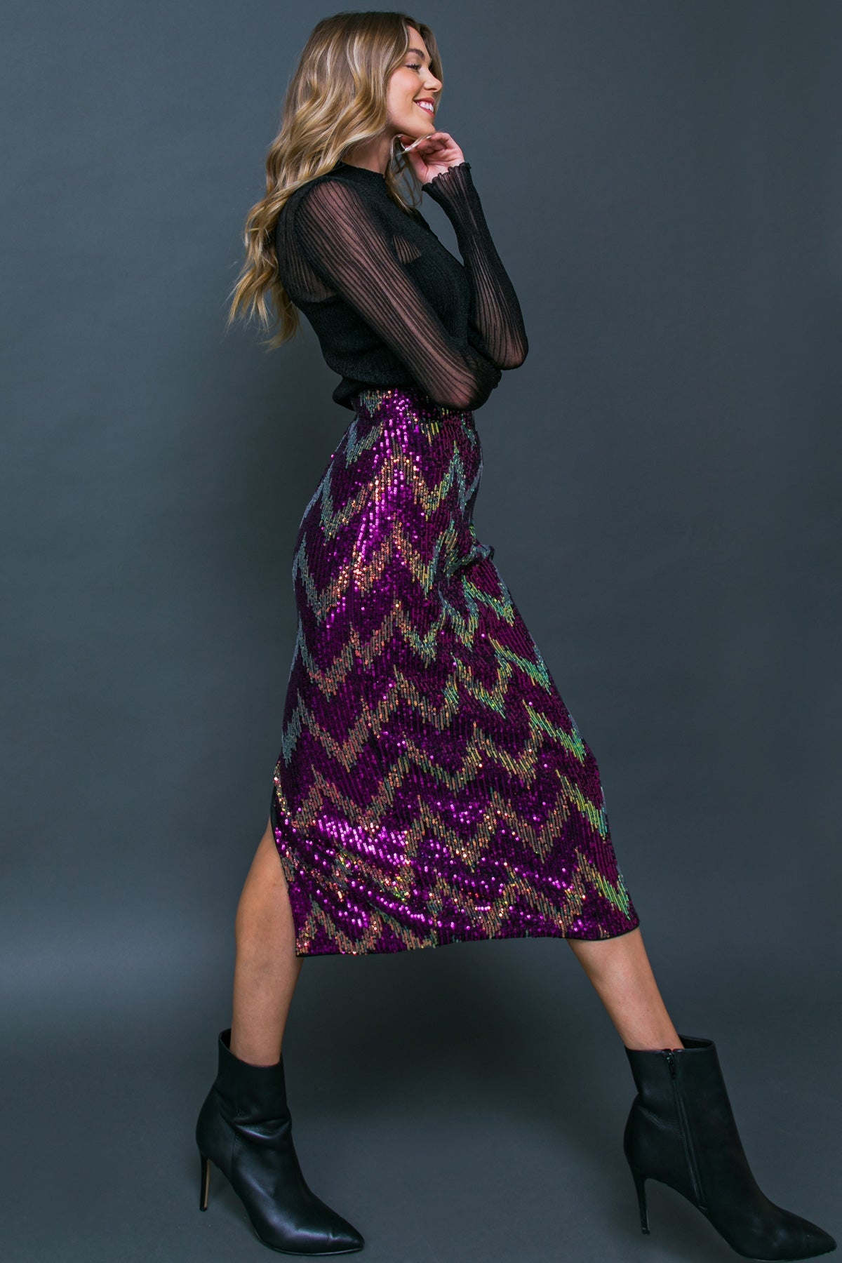 BE HAPPY FRIEND SEQUIN MIDI SKIRT - Concordia Style Boutique