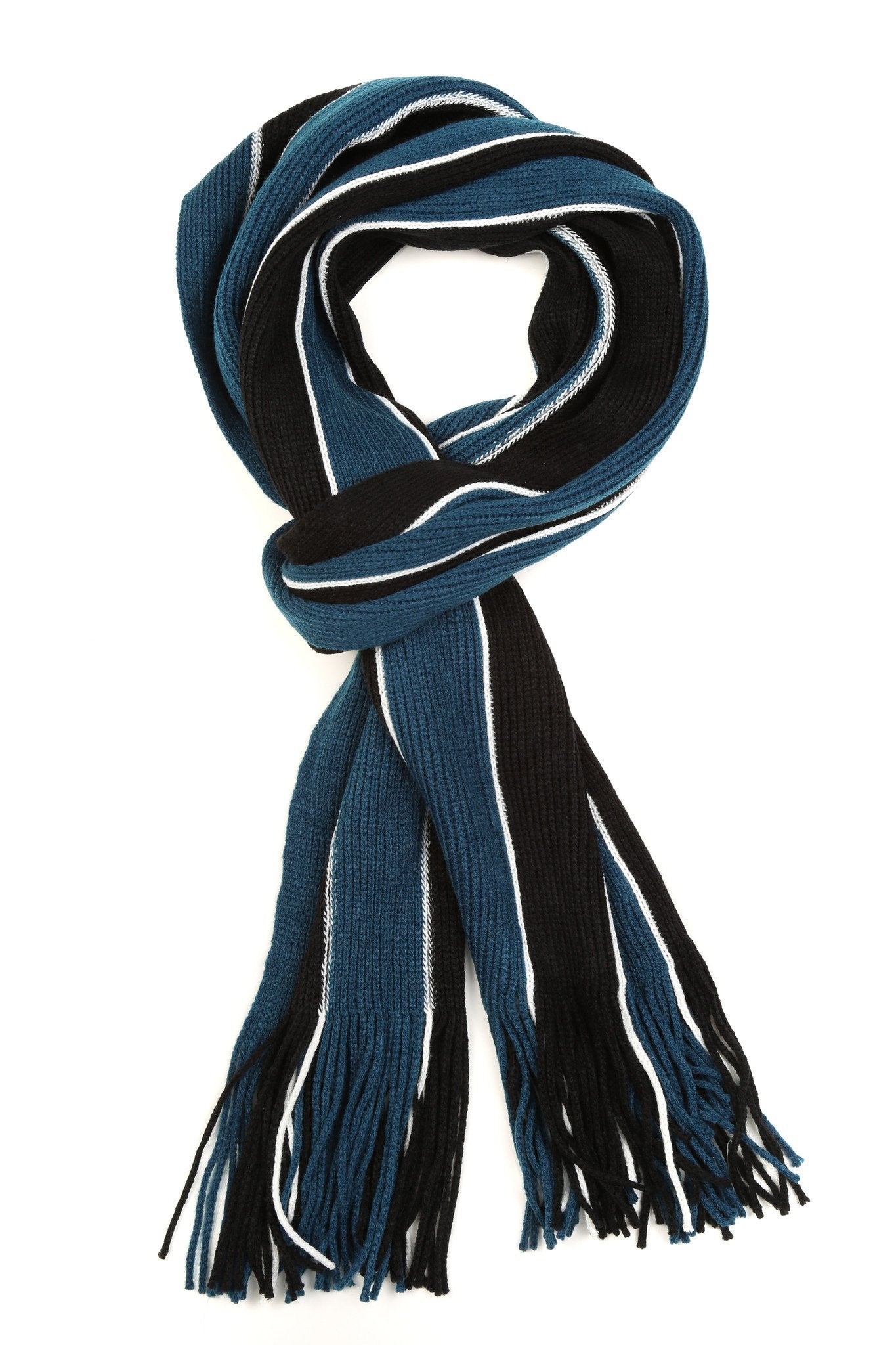 Sakkas Rhyland Striped Color Block Knitted Winter Scarf With Fringe - Concordia Style Boutique