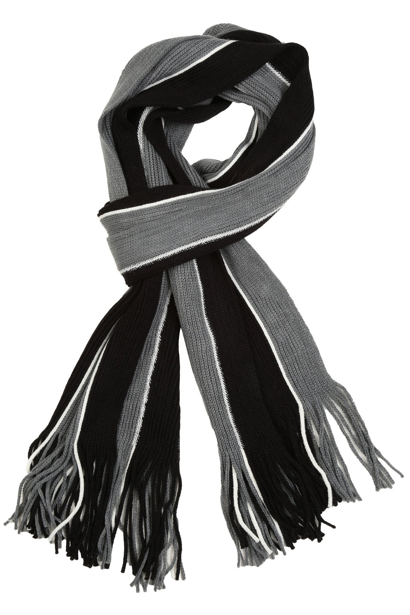 Sakkas Rhyland Striped Color Block Knitted Winter Scarf With Fringe - Concordia Style Boutique
