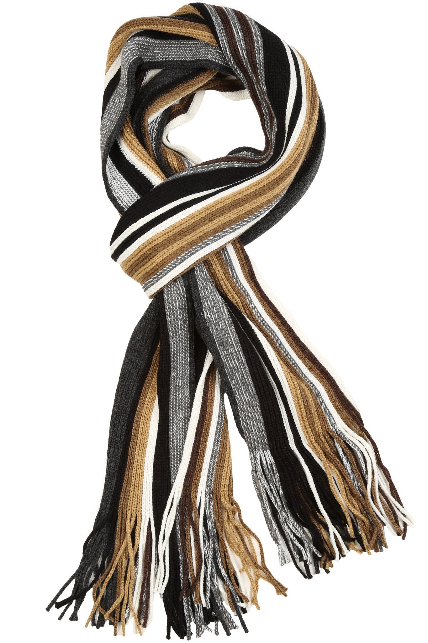 Sakkas Rhyland Striped Color Block Knitted Winter Scarf With Fringe - Concordia Style Boutique