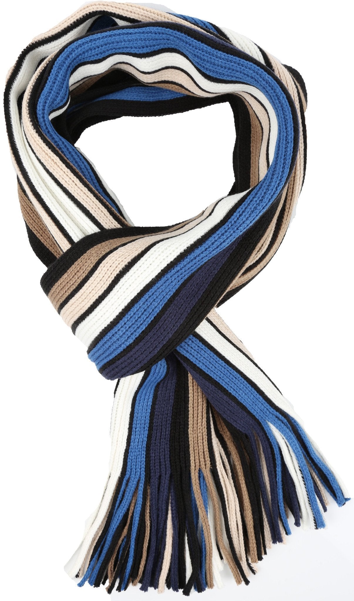 Sakkas Rhyland Striped Color Block Knitted Winter Scarf With Fringe - Concordia Style Boutique