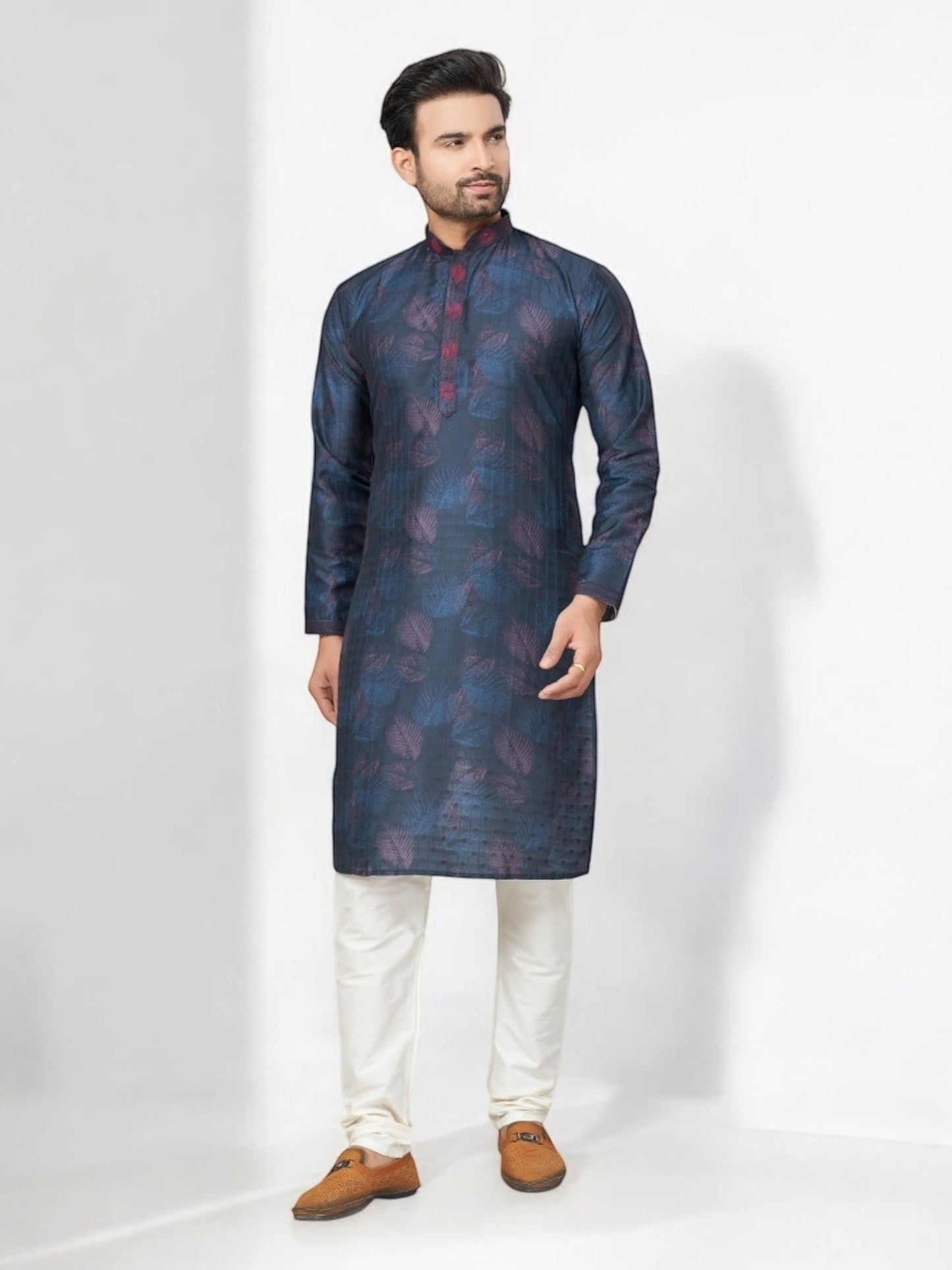 Blue Color Traditional Men's Kurta Pajama Set– Ethnic Wear for Men-218