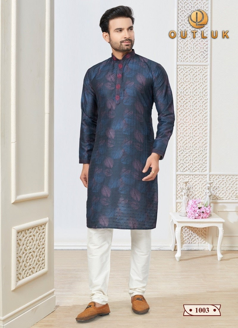 Blue Color Traditional Men's Kurta Pajama Set– Ethnic Wear for Men-218