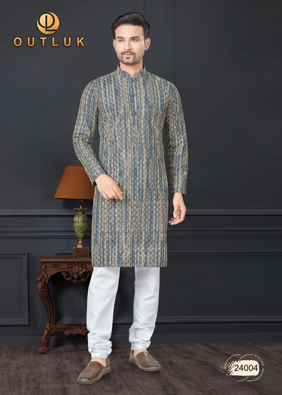 Gray Color - Traditional Men's Kurta Pajama Set– Ethnic Wear for Men-222