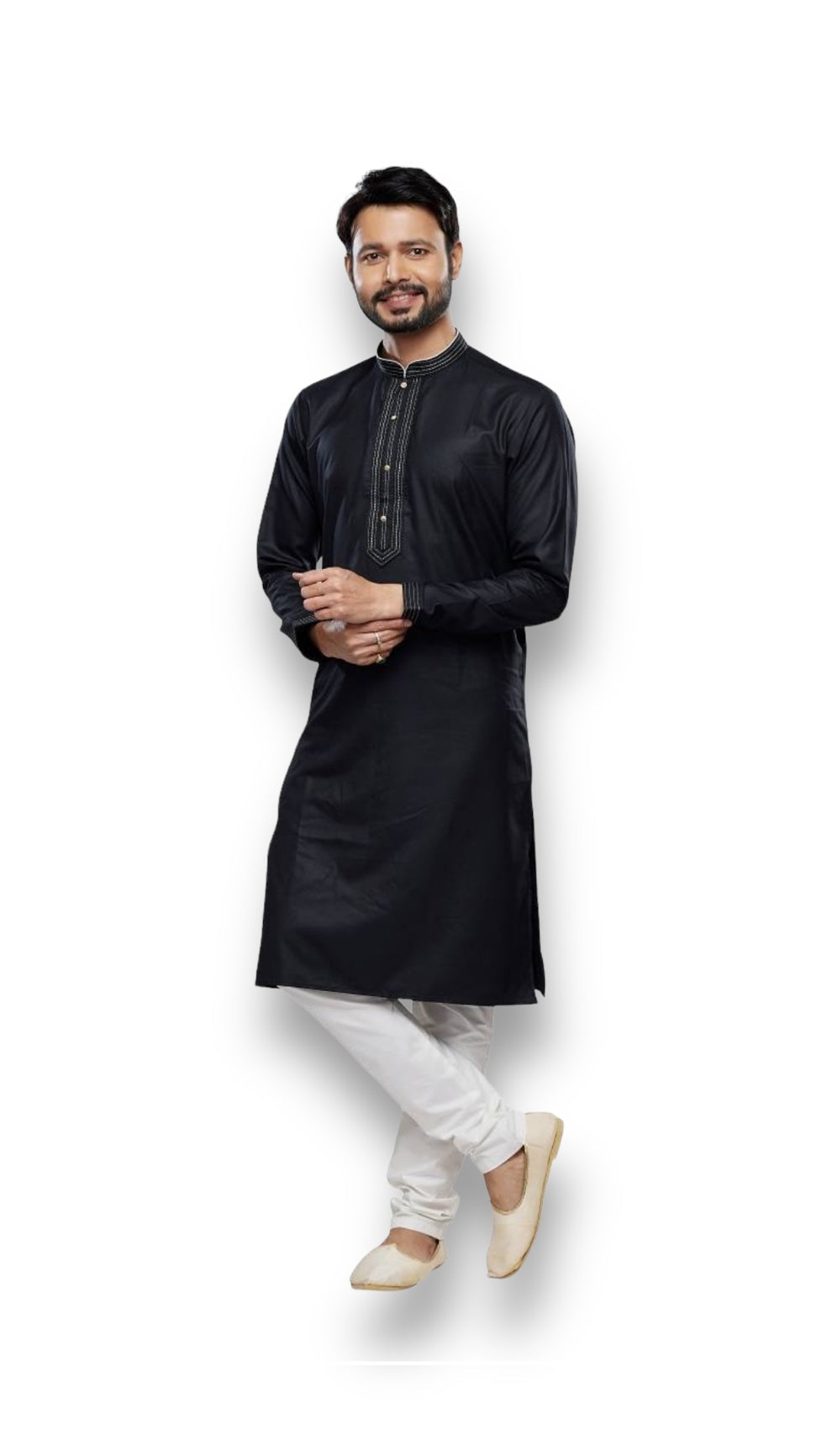Black Soft Plain Art Silk Kurta Pajama- Traditional Ethnic Wear for Mens- 2551