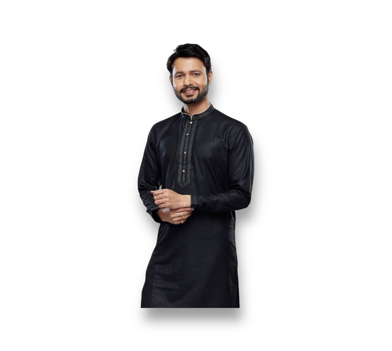Black Soft Plain Art Silk Kurta Pajama- Traditional Ethnic Wear for Mens- 2551
