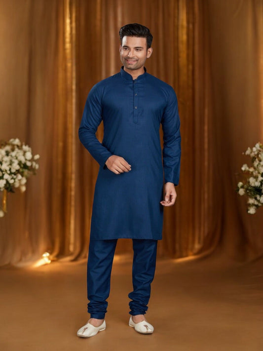 Blue Kurta Pajama Set - Catalog 69003C -Traditional Ethnic Wear for Mens