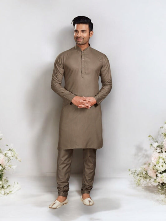 Light Brown Kurta Pajama Set - Traditional Ethnic Wear for Mens- Catalog 69003C