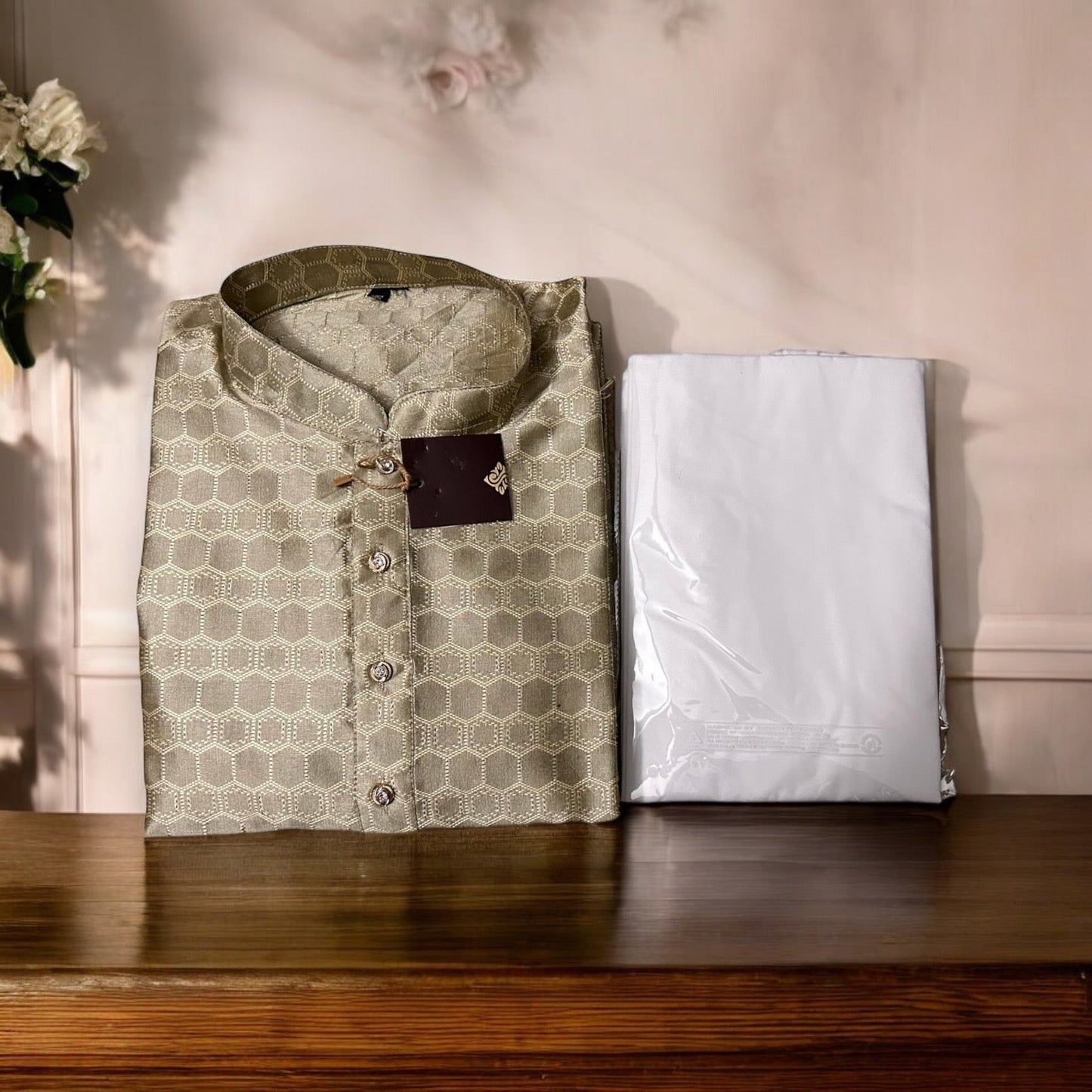 Mens Gray Traditional Silk Kurta Pajama– Ethnic Wear for Mens