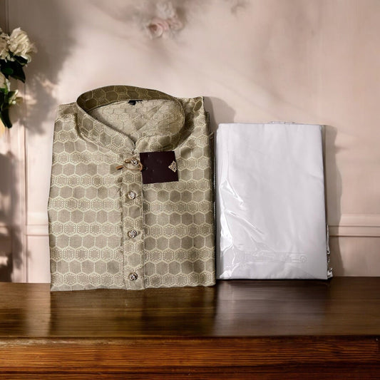 Mens Gray Traditional Silk Kurta Pajama– Ethnic Wear for Mens