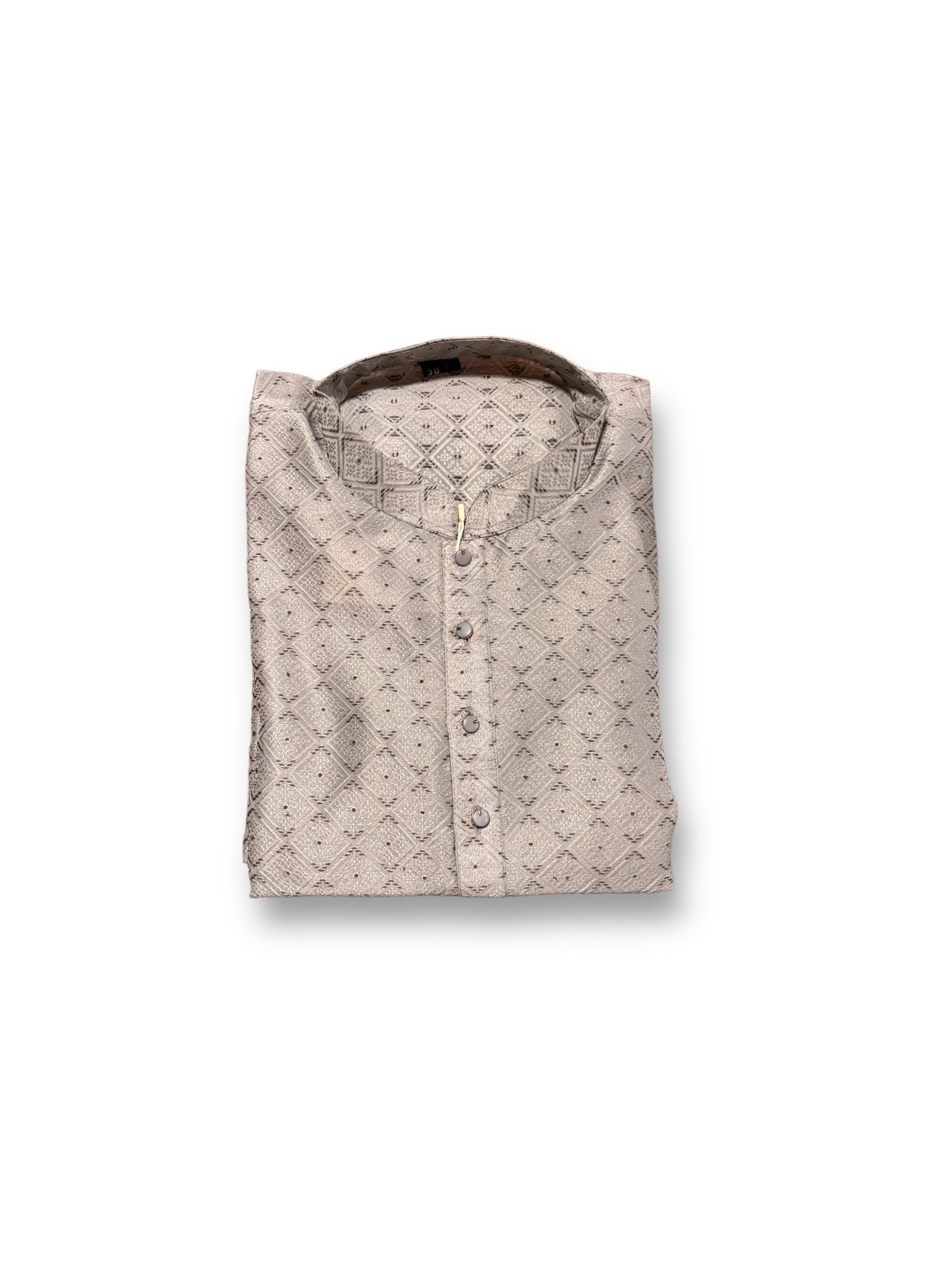 Mens Traditional Gray Silk Kurta Pajama- 6646