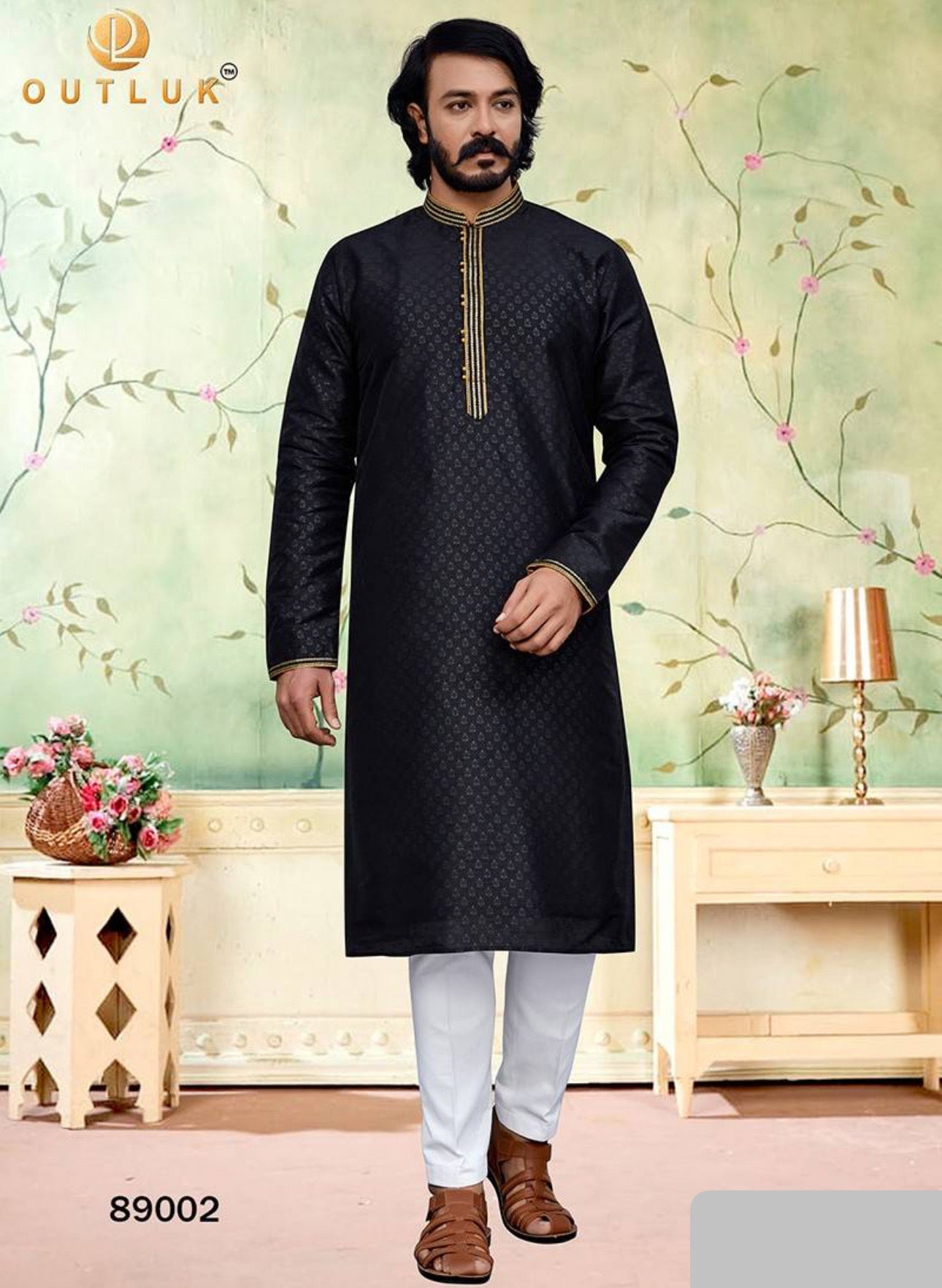 Black Color- Traditional Silk Kurta Pajama - 4125– Ethnic Wear for Mens