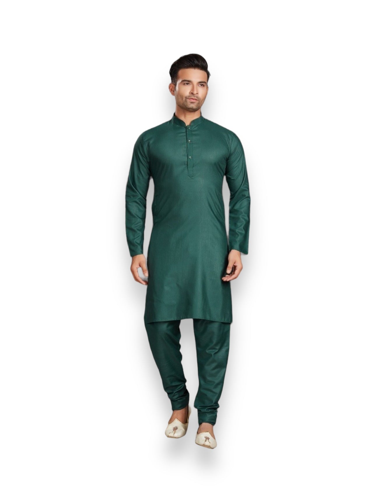 Dark Green Color Traditional  Kurta Pajama Catalog 69005 C– Ethnic Wear for Mens