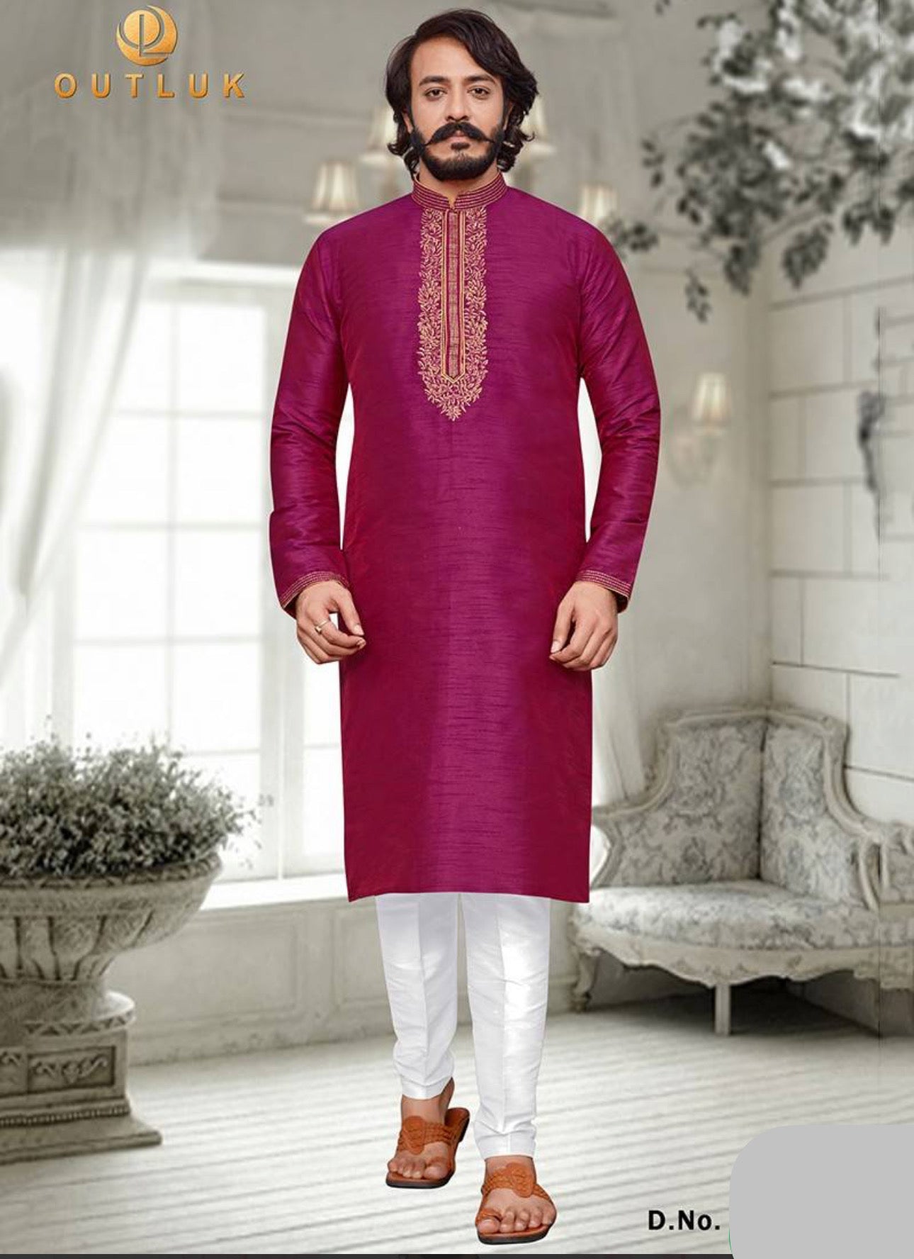 Dark Pink Color Designer Party Wear Traditional Art Silk Kurta with Pajama– Ethnic Wear for Mens