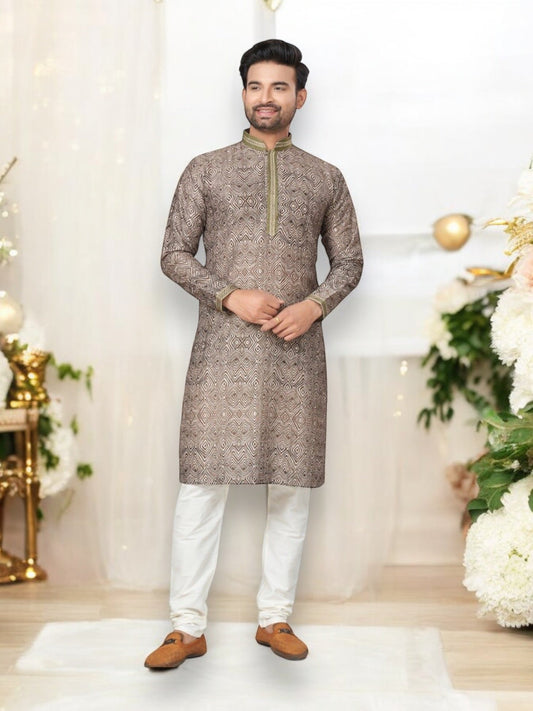 Light Brown Cotton Kurta Pajama Catalog 1001– Ethnic Wear for Mens