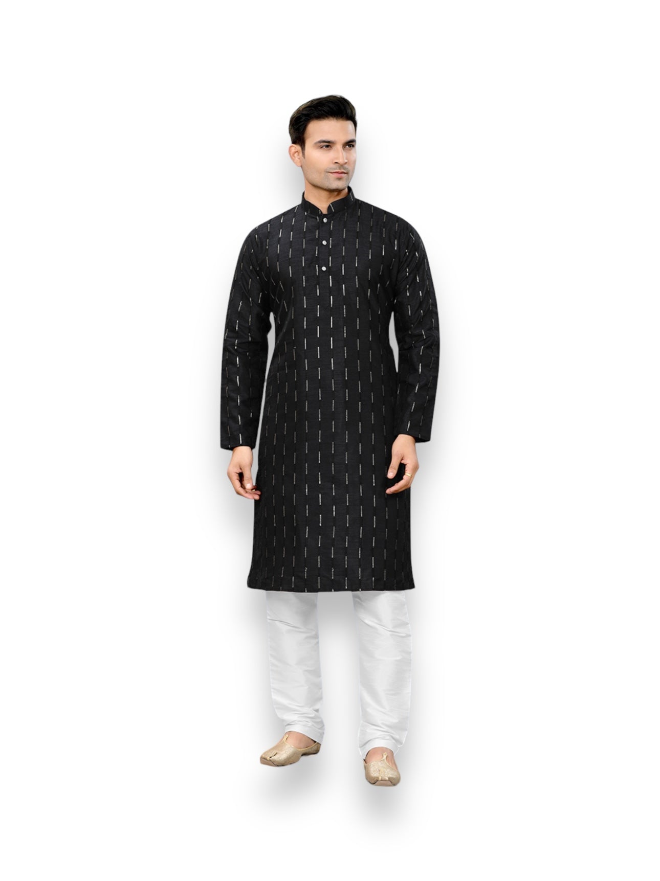 Mens Traditional Black Color Kurta Pajama Catalog 113002