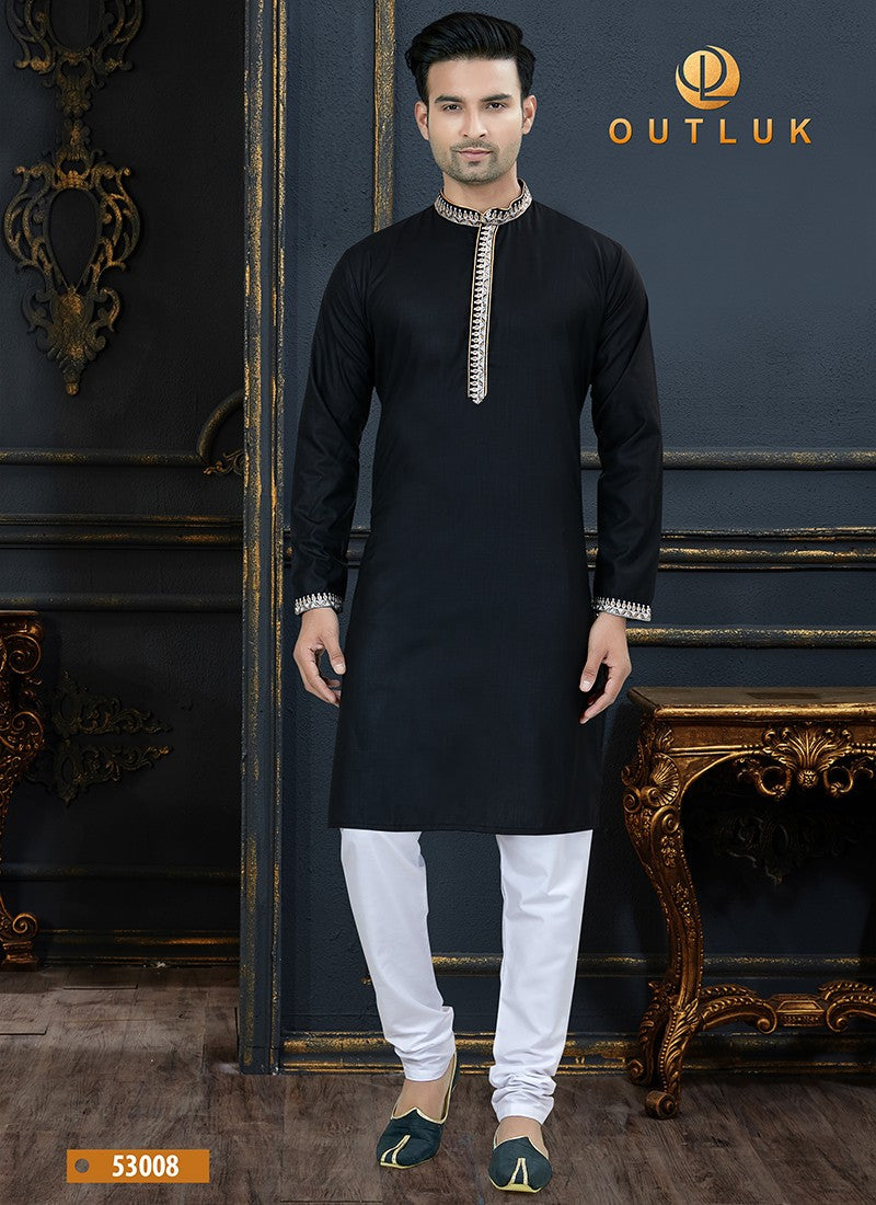 Black - Outluk Vol 53: New Designer Festive Wear Cotton Kurta Pajama– Ethnic Wear for Mens