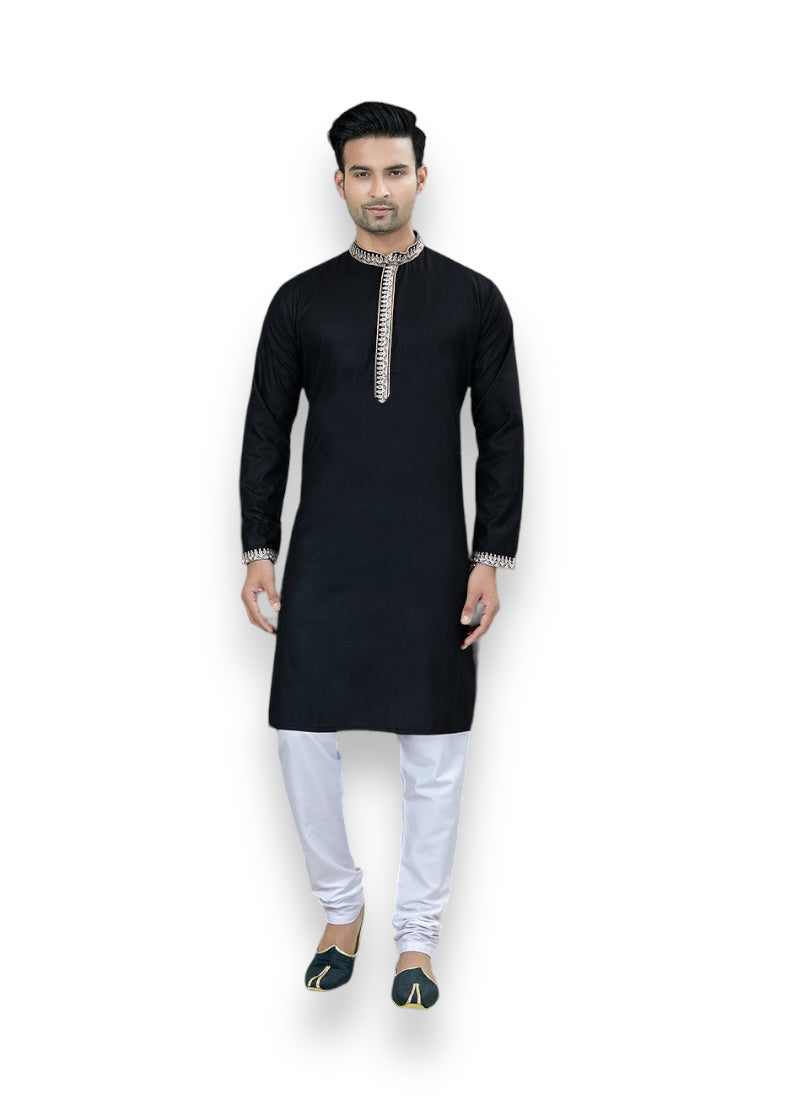 Black - Outluk Vol 53: New Designer Festive Wear Cotton Kurta Pajama– Ethnic Wear for Mens
