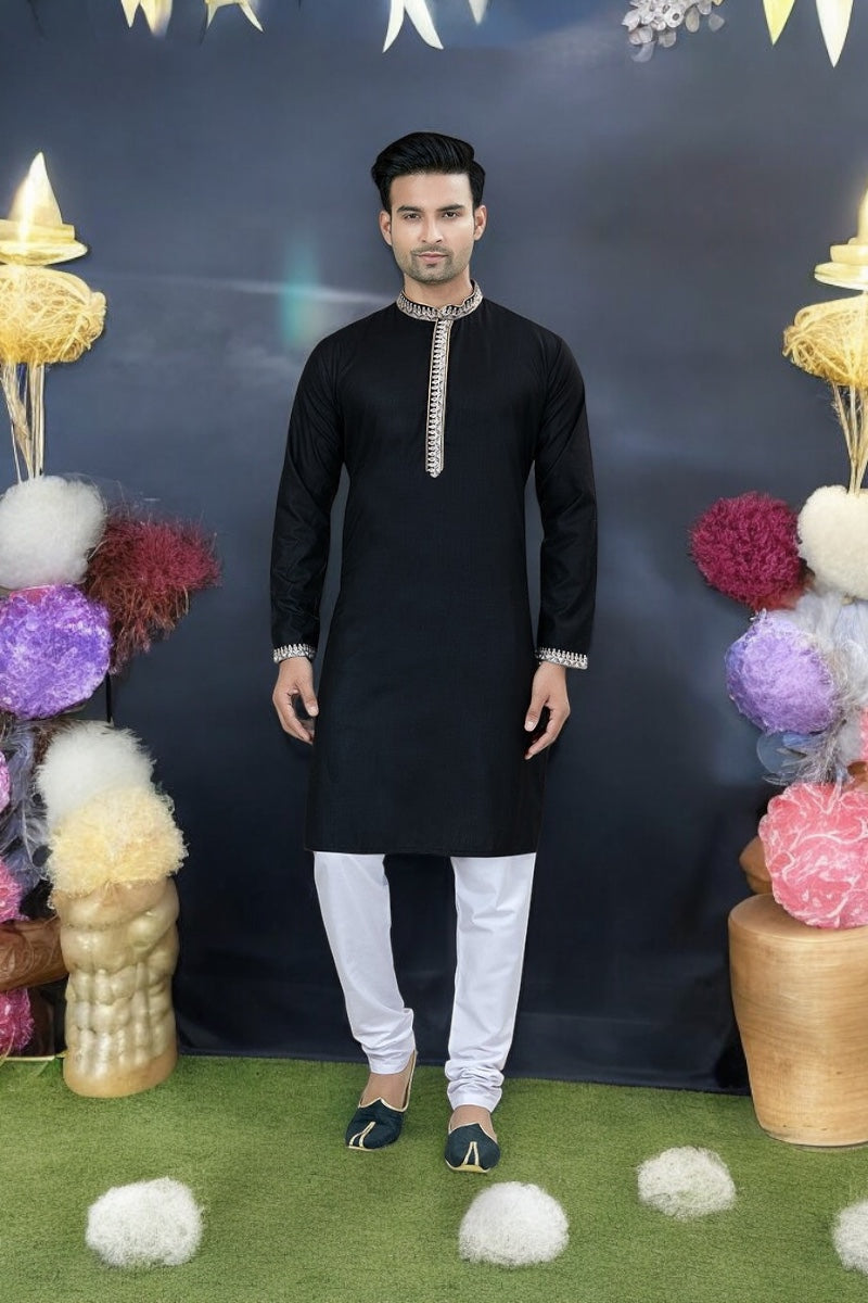Black - Outluk Vol 53: New Designer Festive Wear Cotton Kurta Pajama– Ethnic Wear for Mens